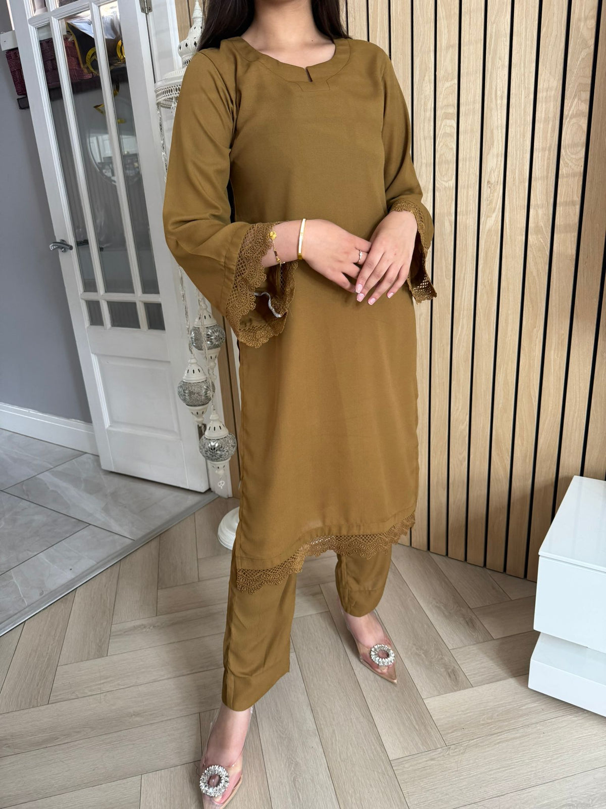Aleena 2pc Georgette Cut Neckline Co-Ord