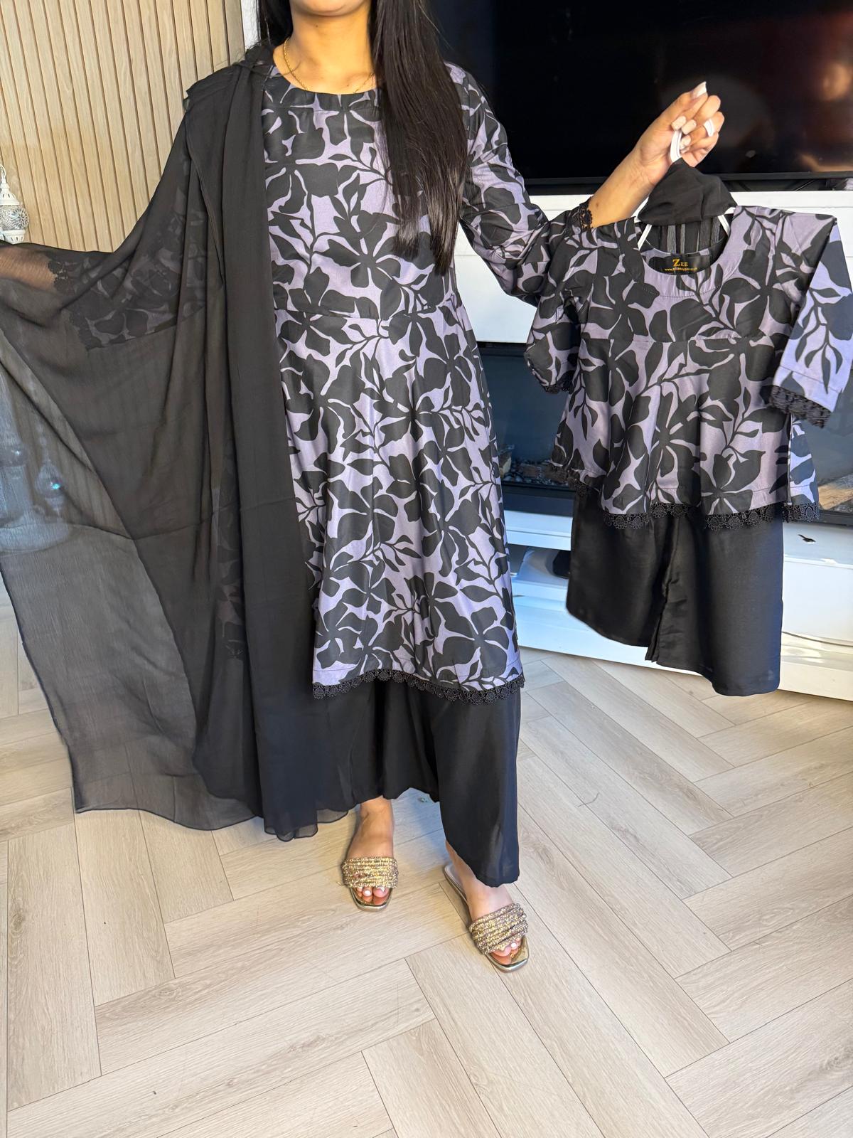 Hinan 2pc Mother & Daughter Umbrella Frock