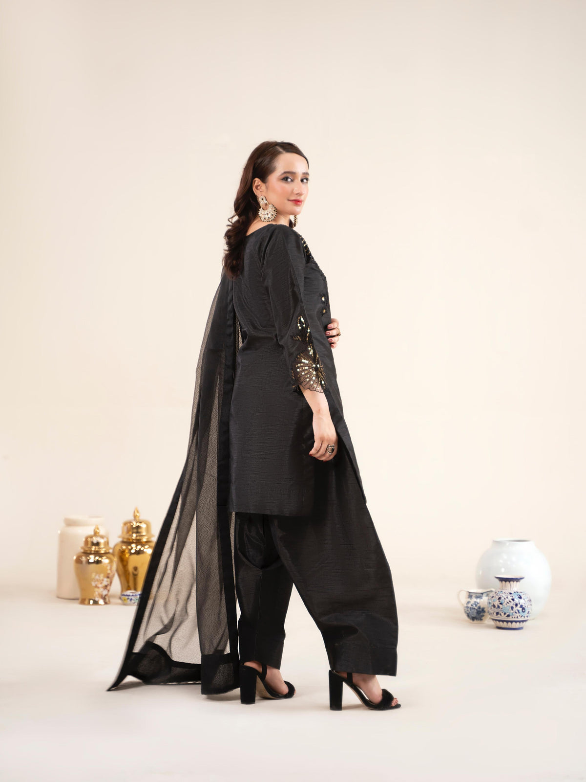 Chaandni Luxury 3pc Raw Silk Suits with Organza Scarf