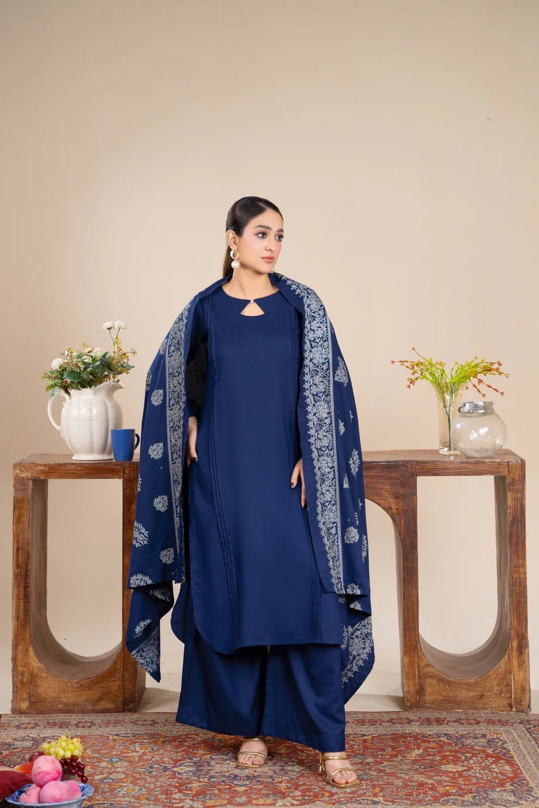 Noor Zahra 3pc Dhannak Suit With Embroidered Shawl