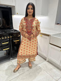 Designer By Vanya 2pc- Cream & Red