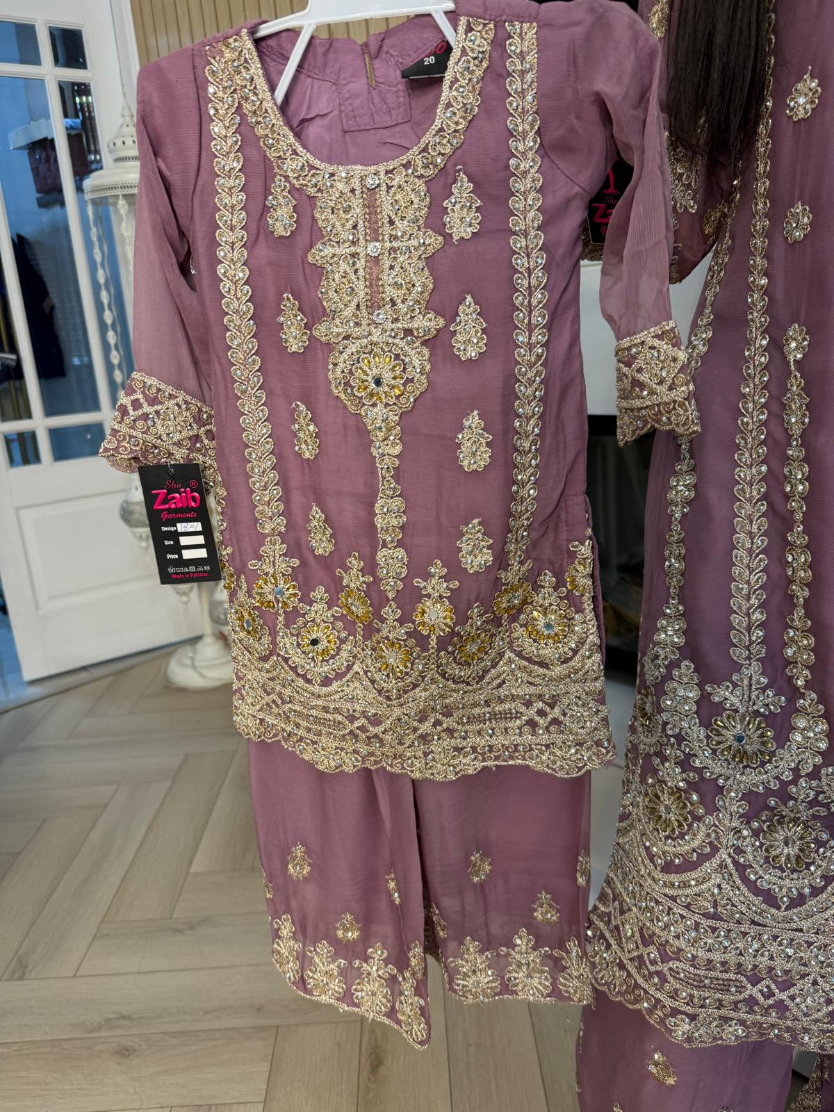 Thaira 3pc Mother & Daughter chiffon Suit With Plazzos U3-D4
