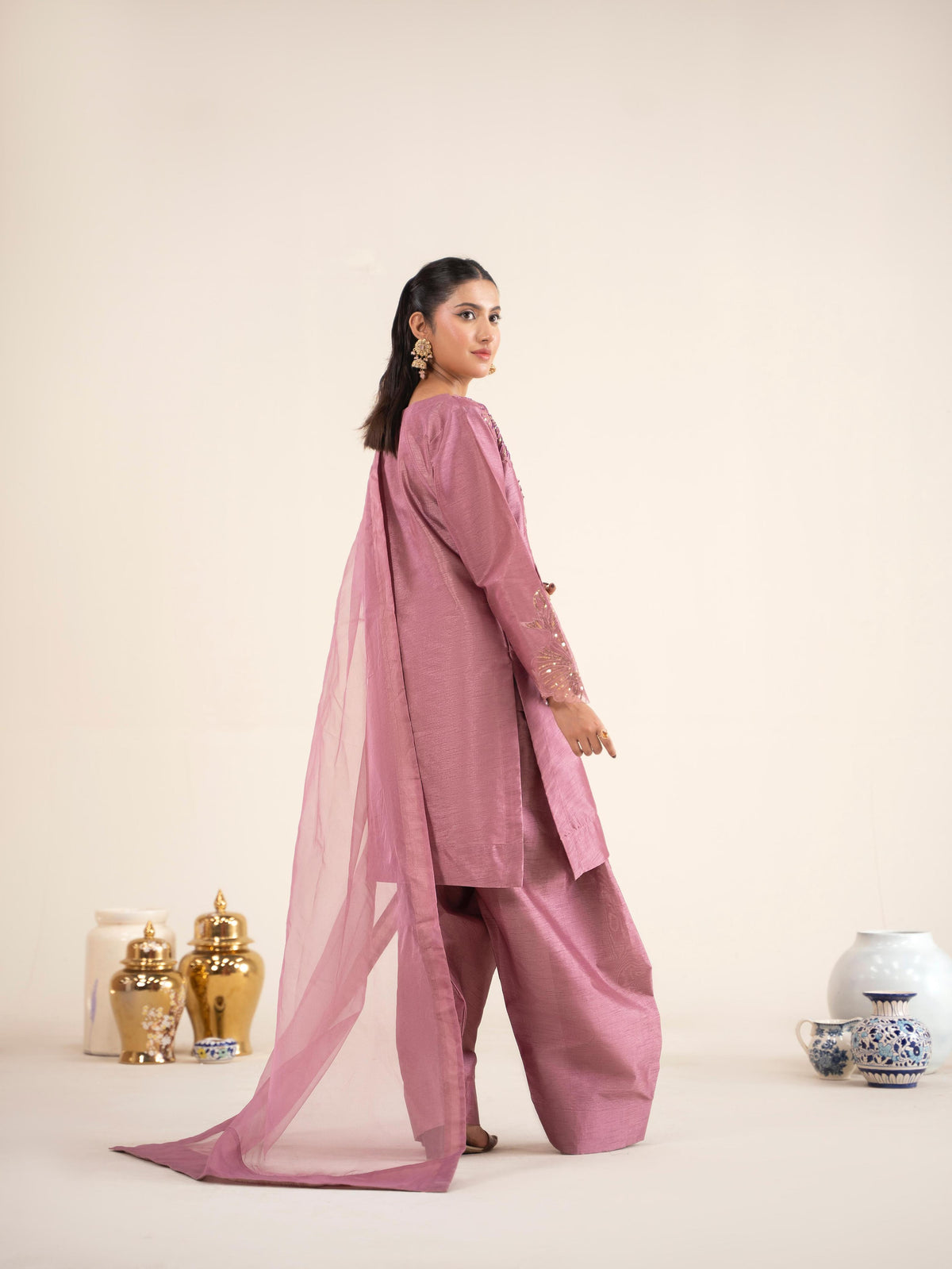 Chaandni Luxury 3pc Raw Silk Suits with Organza Scarf