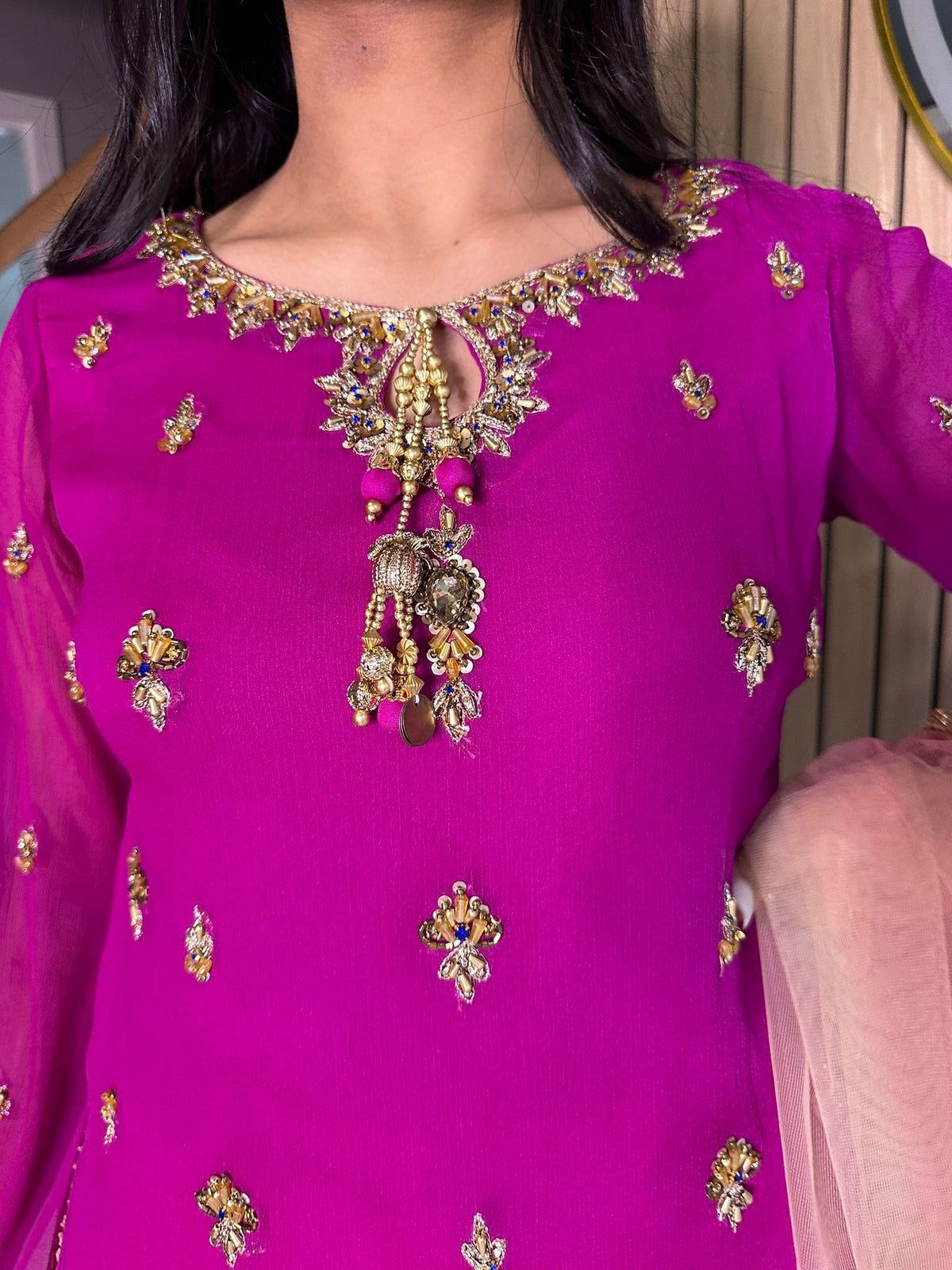 Khuda Baksh - Fuscia and Gold Sharara Style