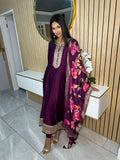 Nafisa 3pc Indian Silk Dress with Floral Dupatta U2-E2