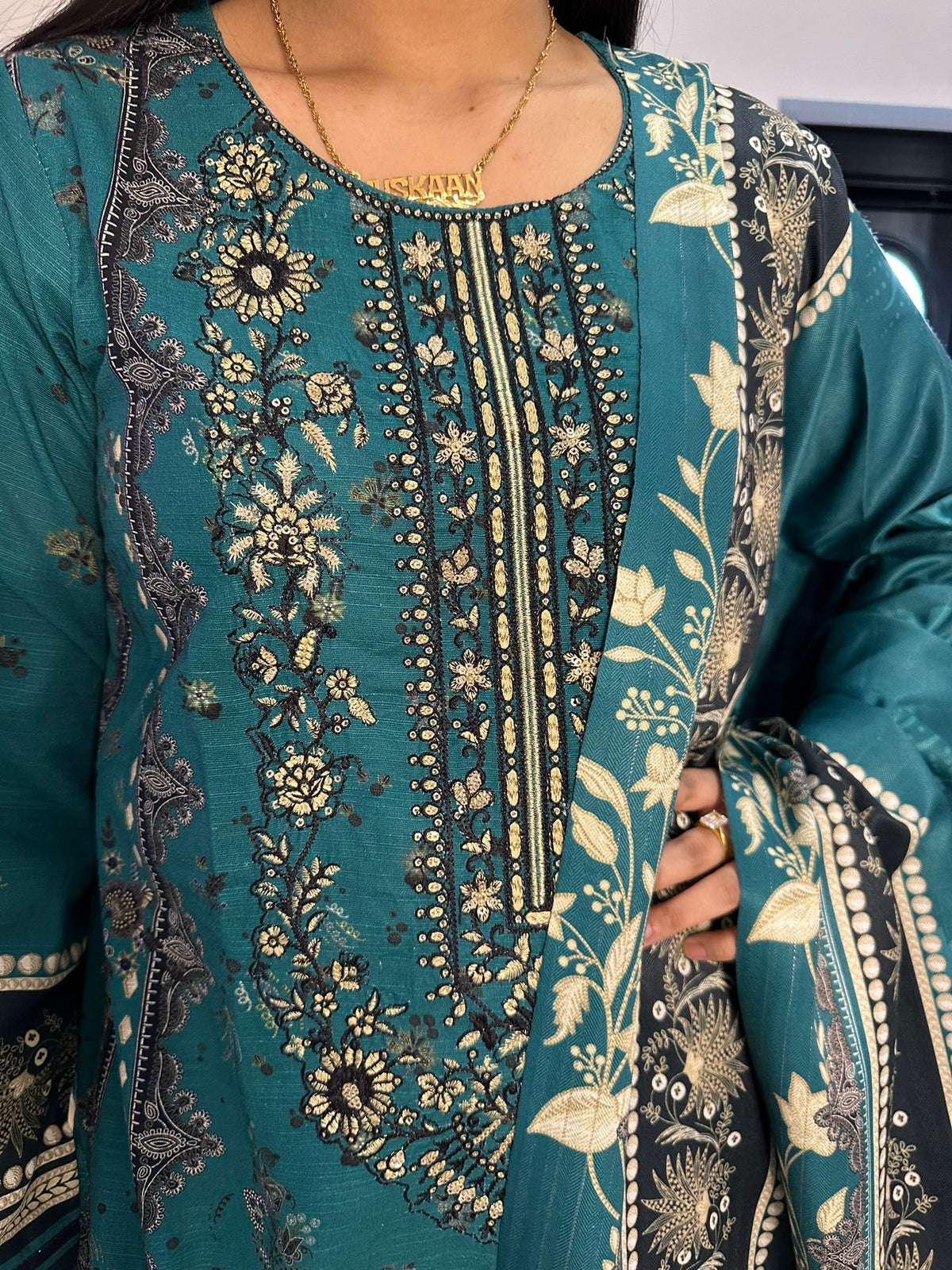 Ally’s Soft Khaddar -Sea Green