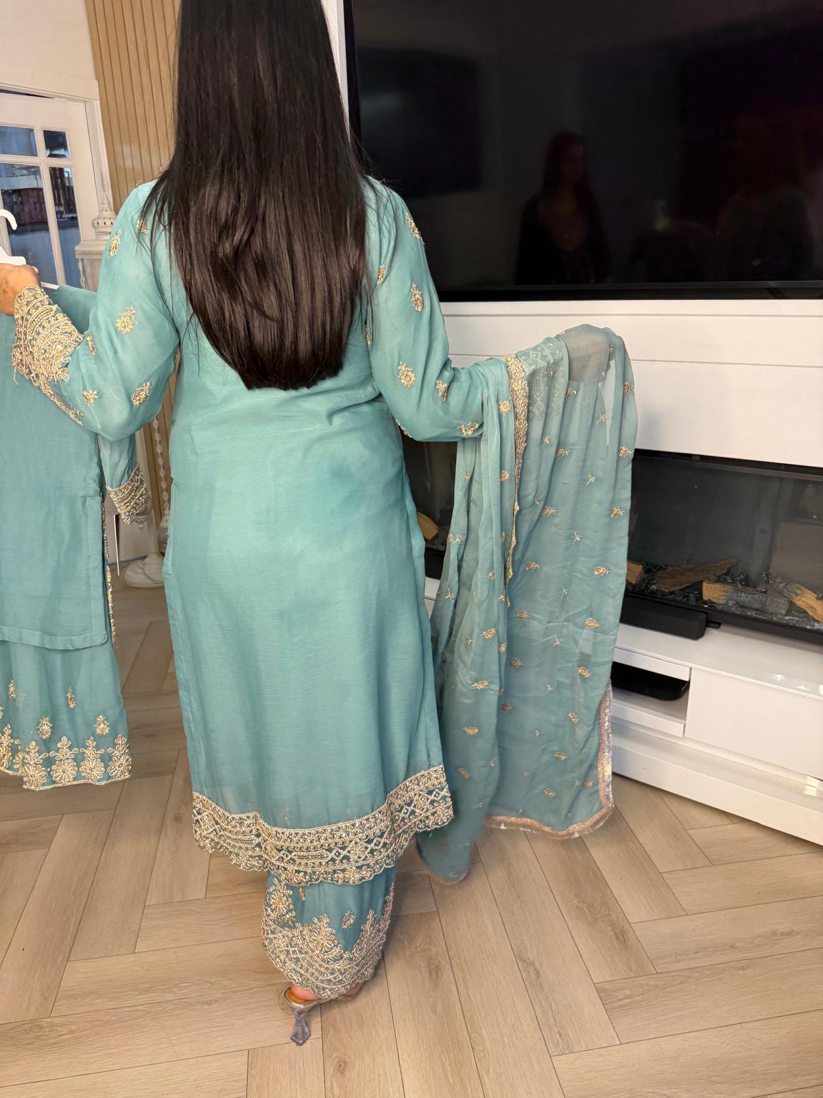 Thaira 3pc Mother & Daughter chiffon Suit With Plazzos U3-D4