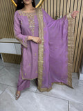 Mahum 3pc Raw Silk Suit- Lilac U3-G3