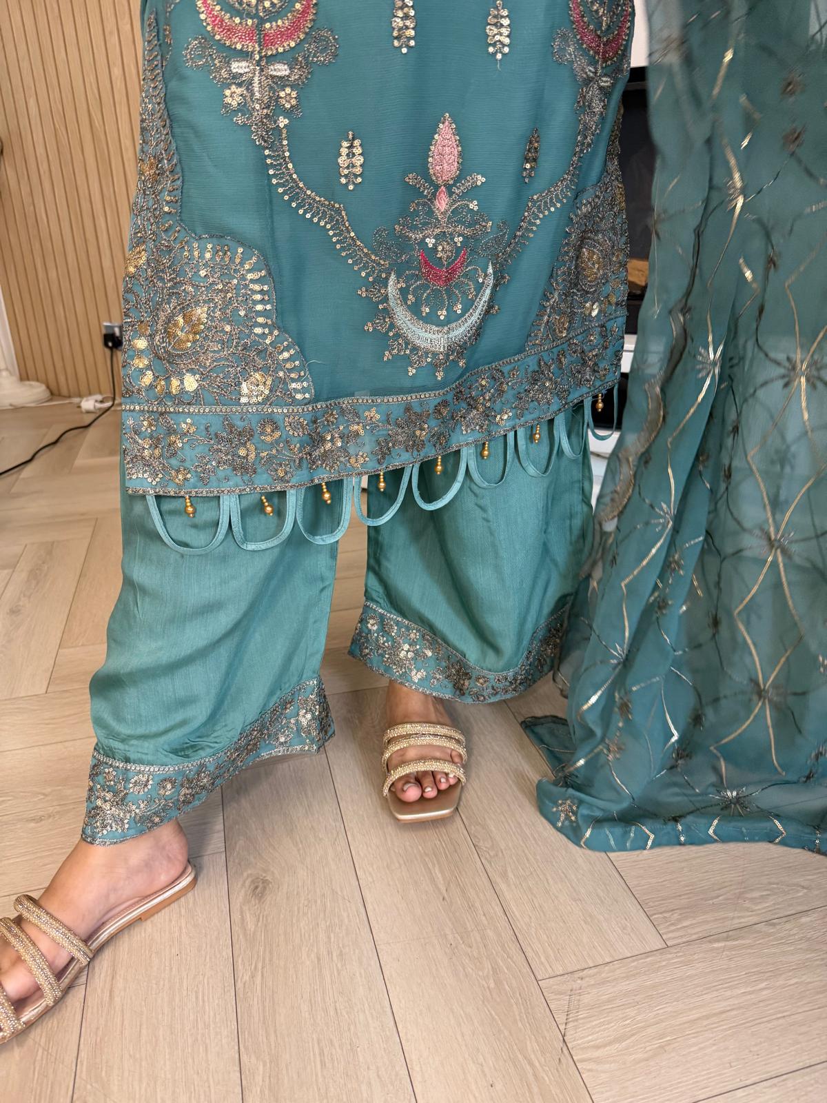 Atiqa Chiffon 3PC Suit With Organza Duppata