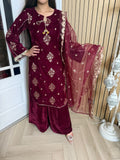 Thameena 3pc Velvet With Plazzo Trousers D2-F4
