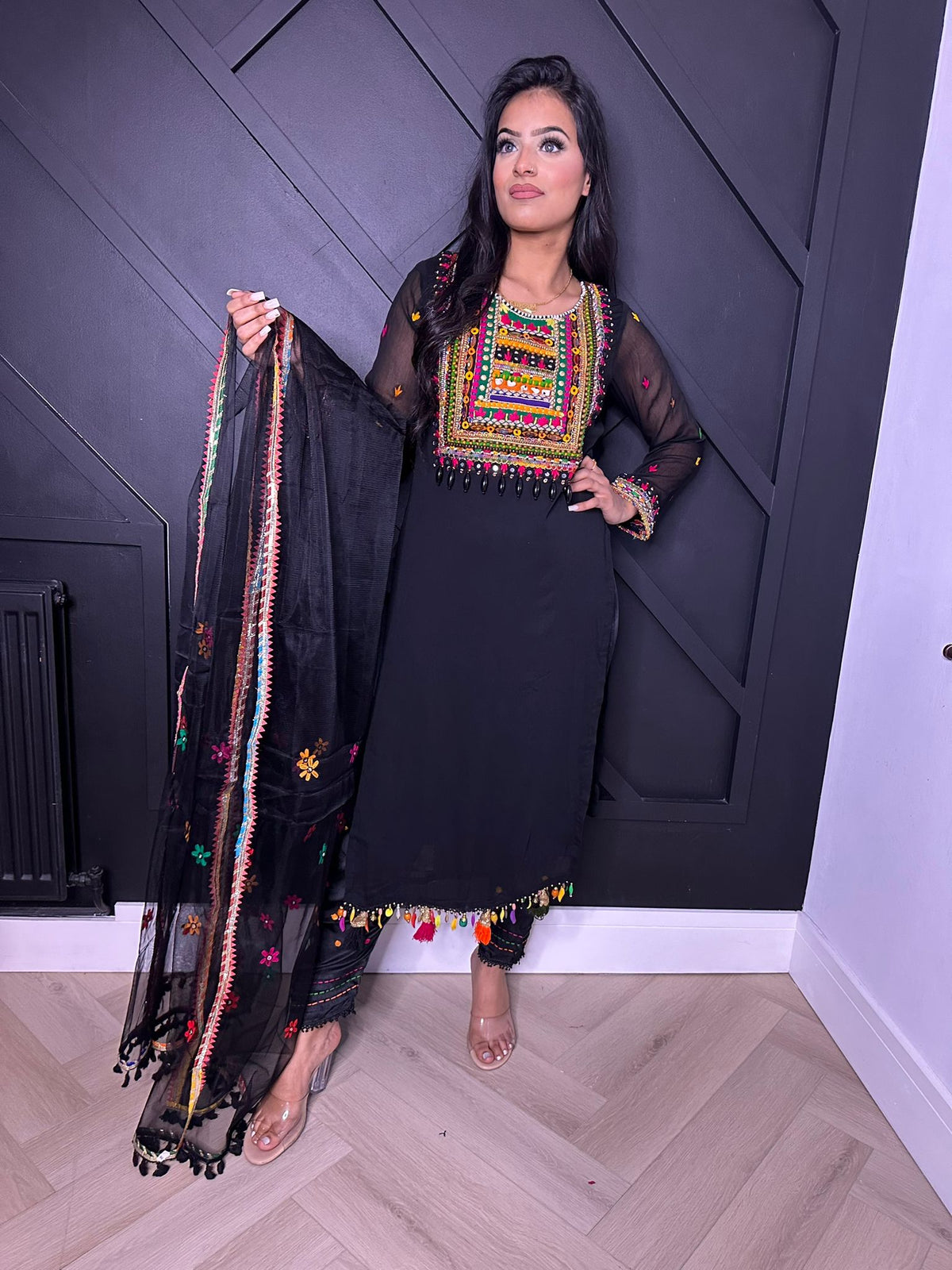 Khuda Baksh - Black and Multicolour
