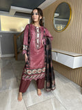 Nayab Kashmiri Dhanak by RANIYA - Maroon U4-A3