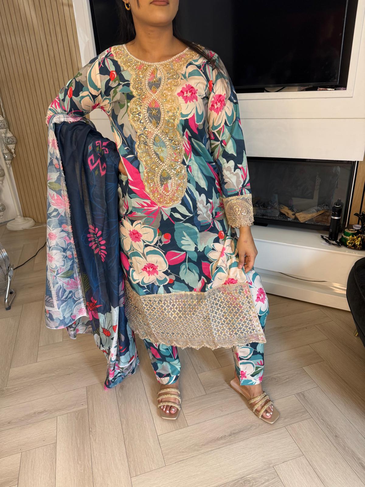 Adeela 3pc Printed Lawn Suit