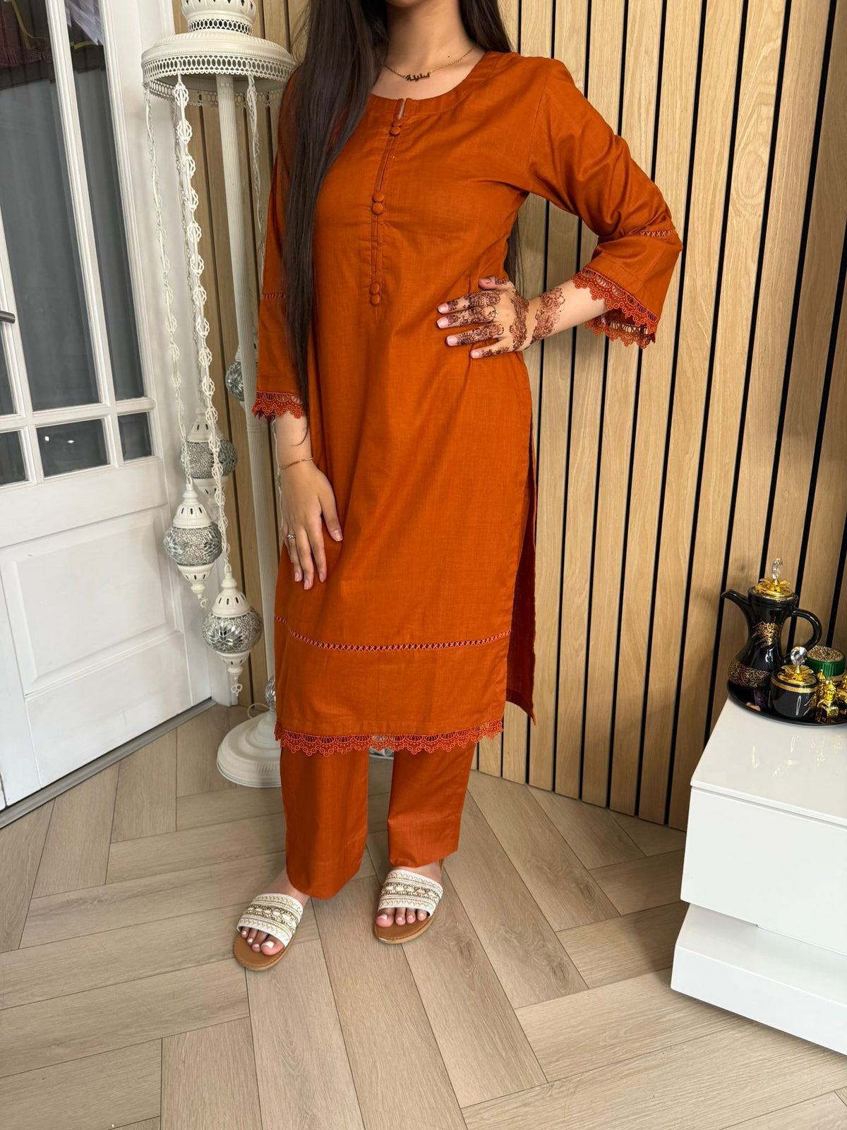 Nova Cotton Button Neck 2pc Co-ord