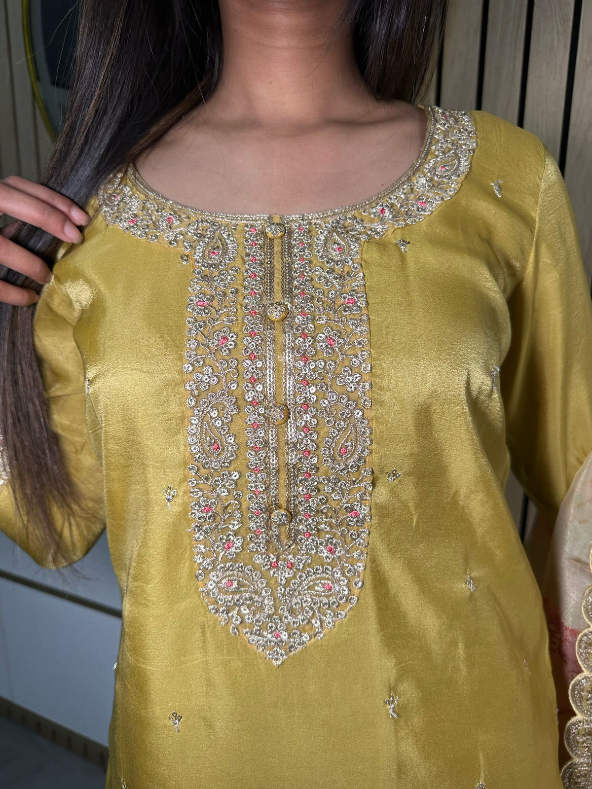 Amber 3pc Indian Silk With Floral Dupatta U2-G3