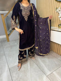 Gulal 3pc Embroidered Velvet Suit With Silk Dupatta