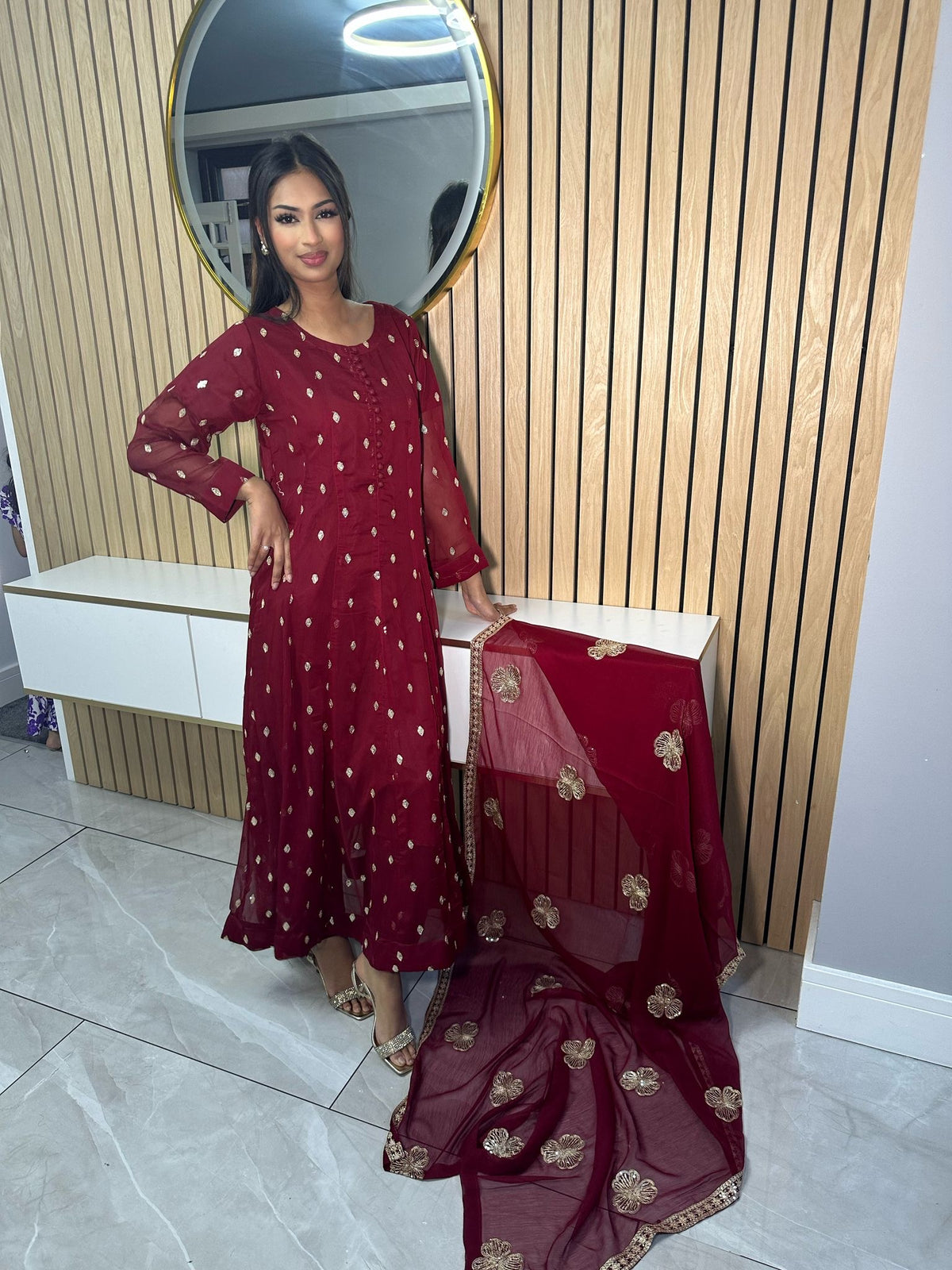 Nawal 3pc Chiffon Sequin Maxi