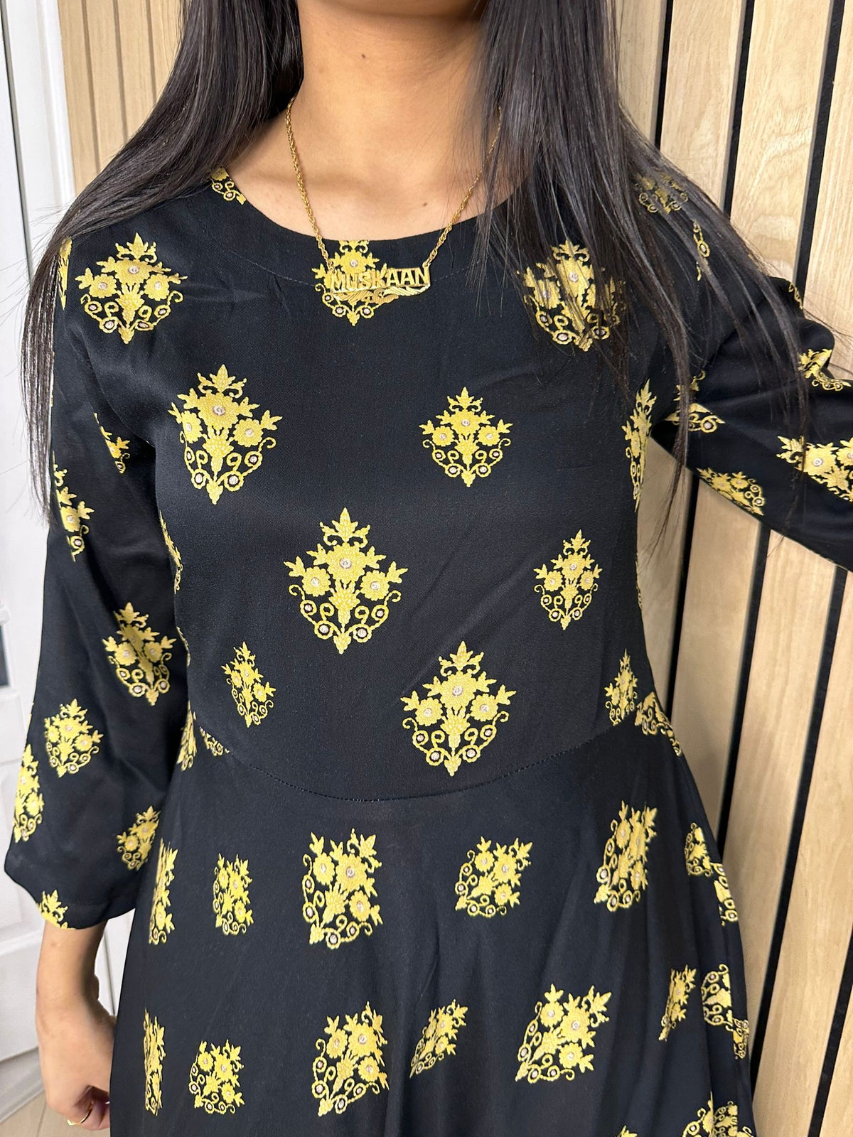 Hinan Umbrella Frock - Black & Yellow