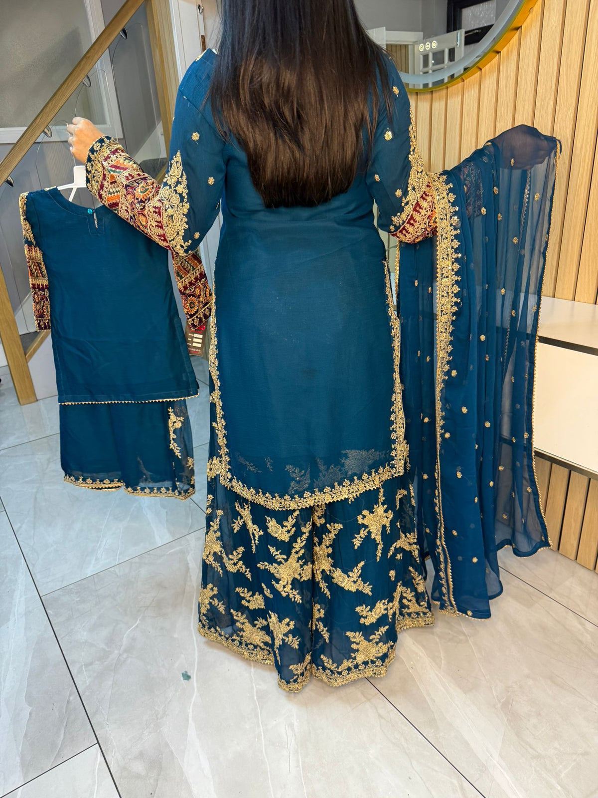 Nain Tara  3pc Mother & Daughter chiffon Suit With Plazzo