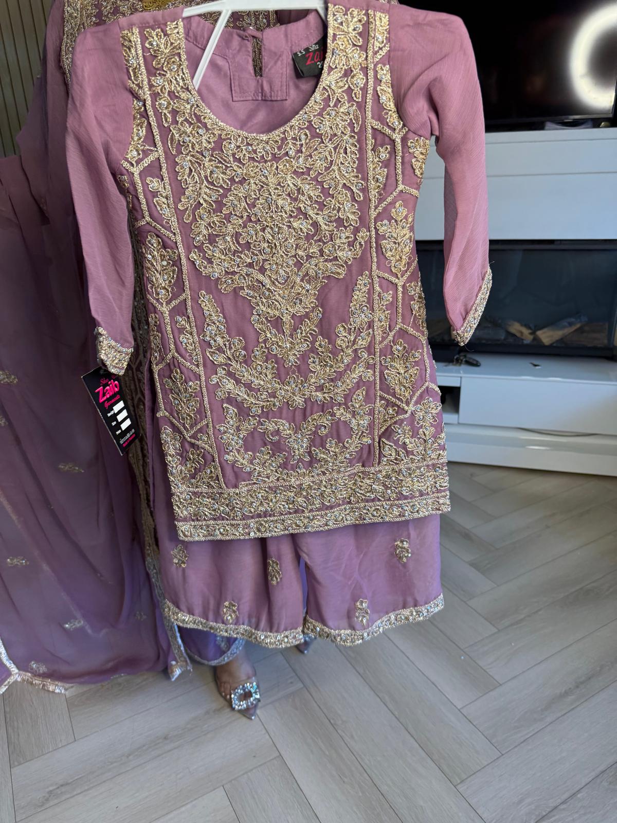 Manisba 3pc Mother & Daughter chiffon Suit With Plazzo
