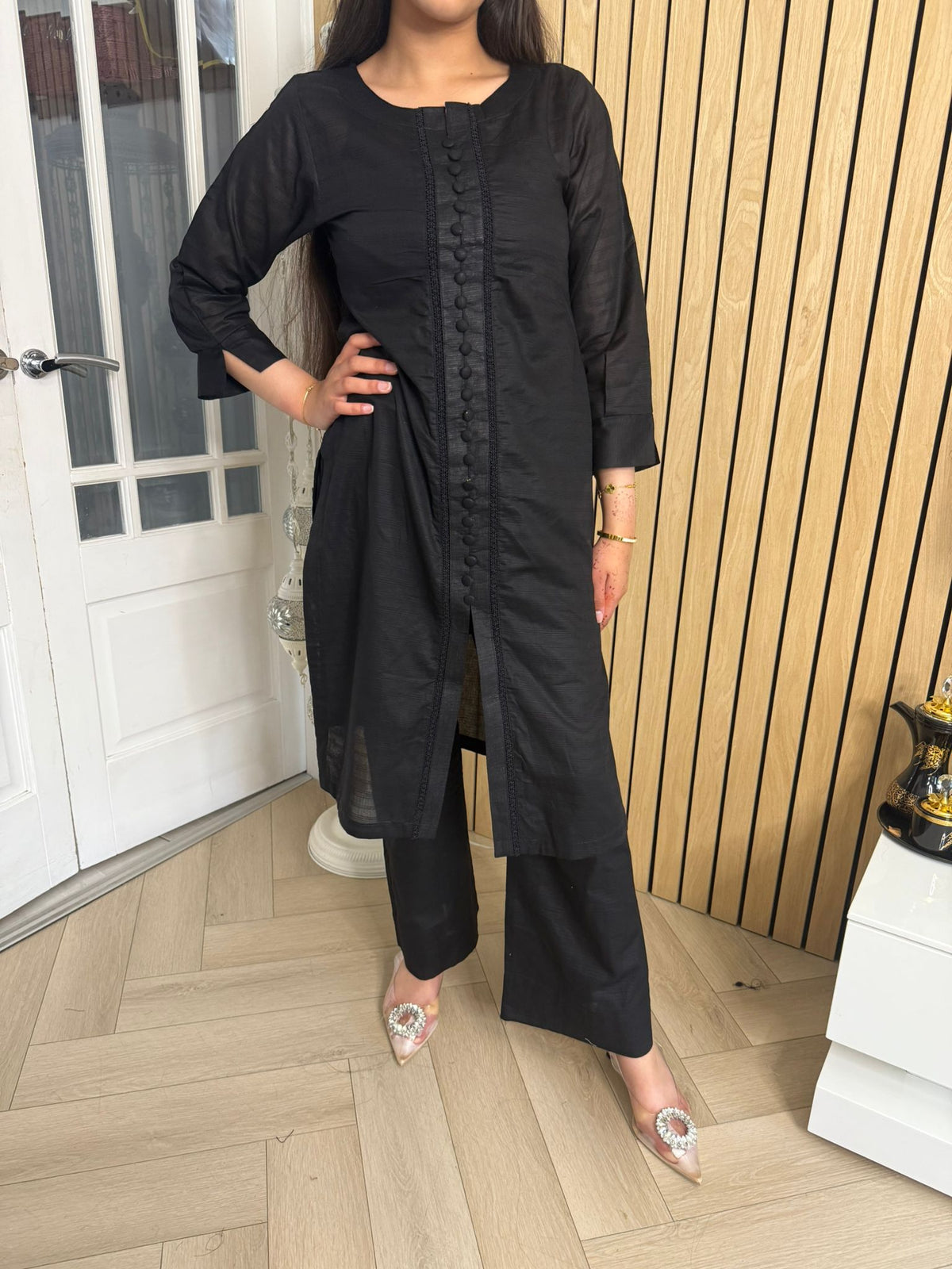 Warda 2pc Cotton Button Co-ord U3-D6