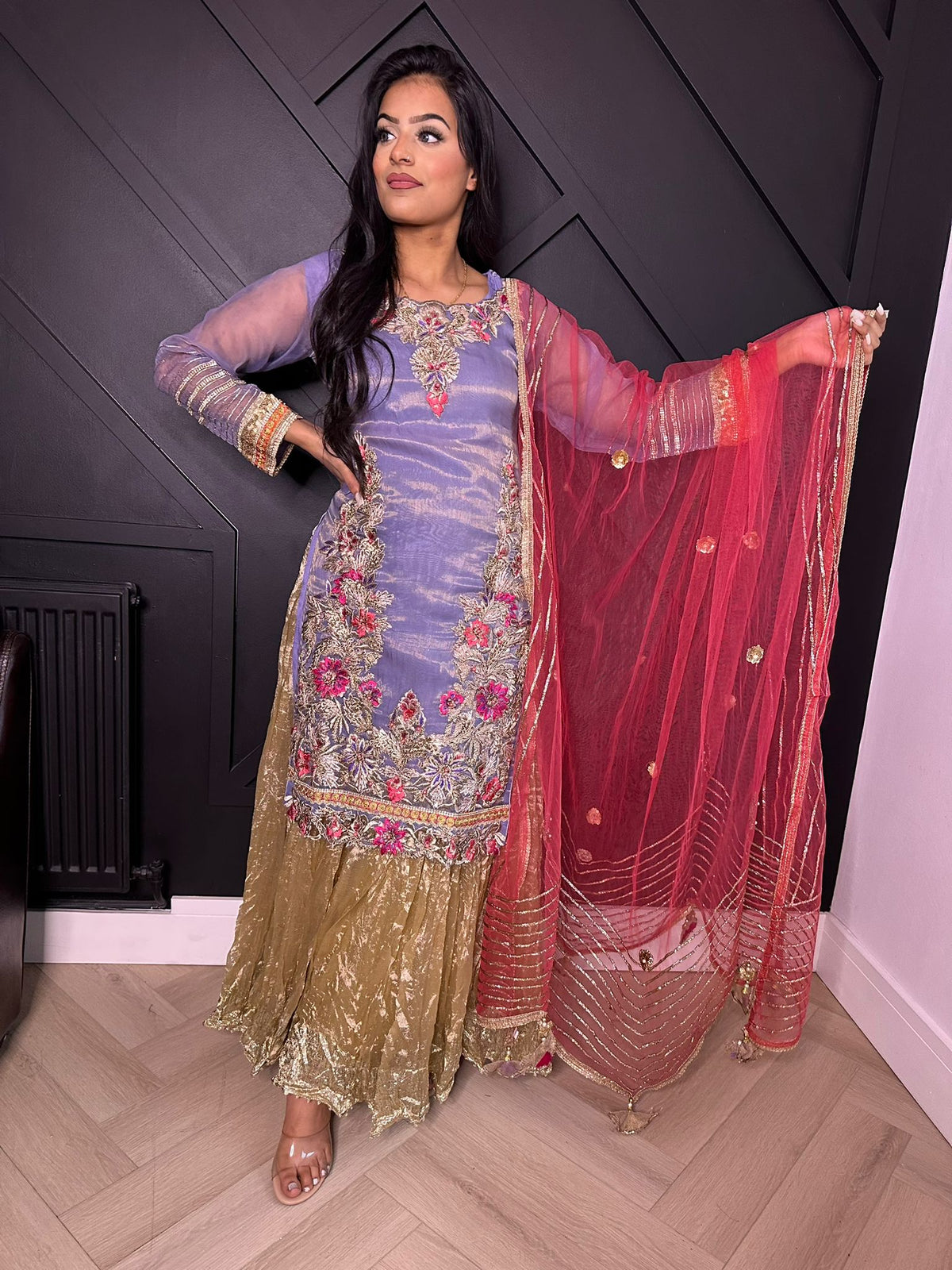 Khuda Baksh-Lilac and Gold Sharara Style