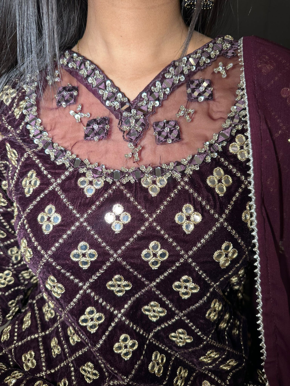 Keisha 3pc Luxury Velvet Embroidered Suit With Chiffon Duppatta D2-H1/3