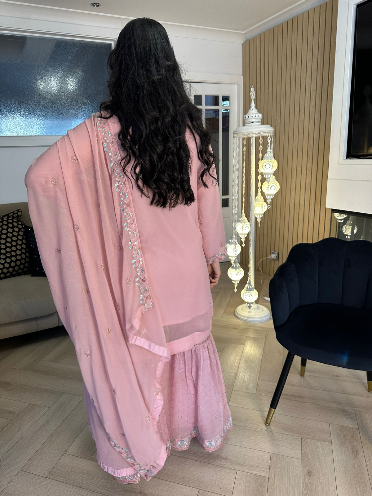 Lubna 3pc Chiffon Gharara U2-A5