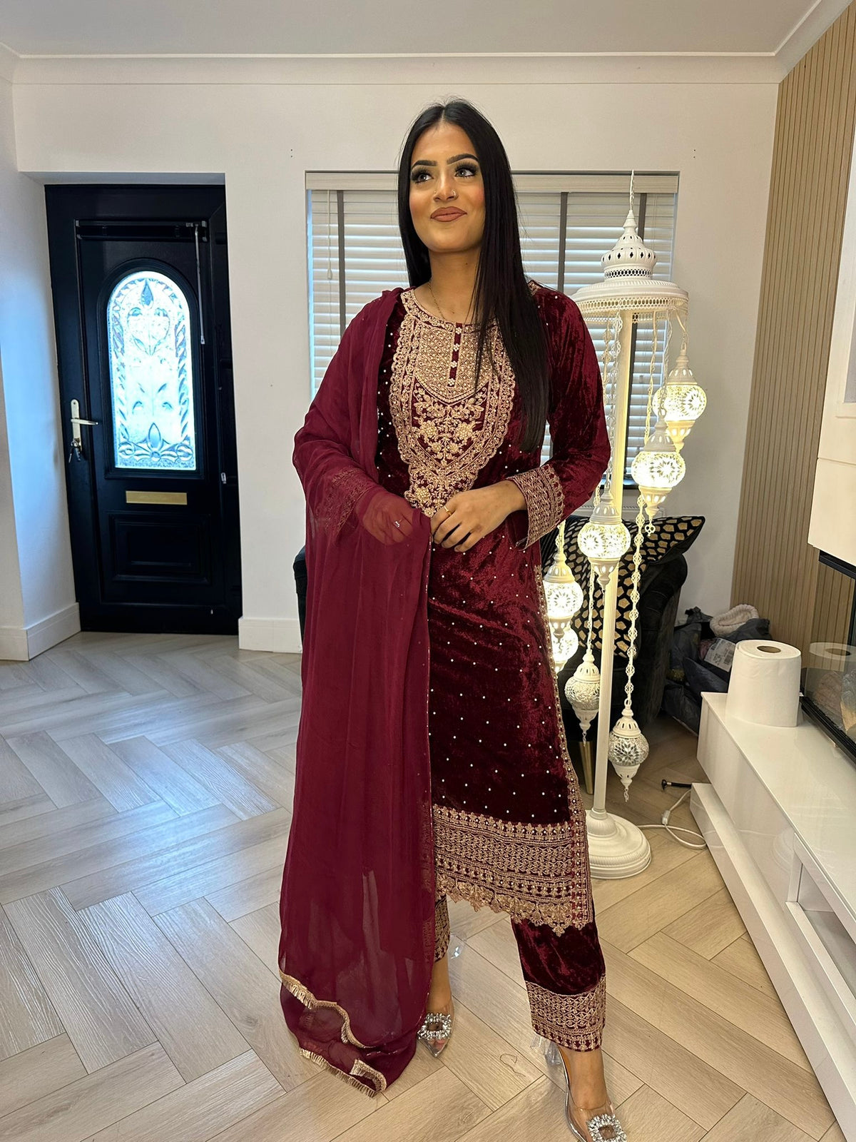 Velvet Pearl Embroidered 3pc Suit