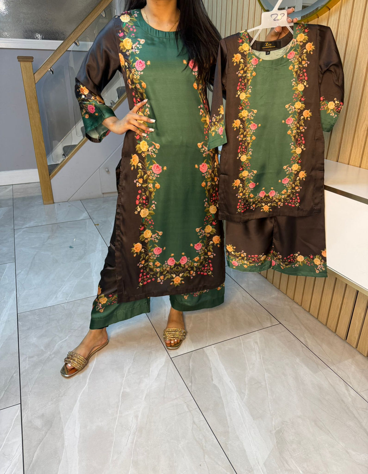 Shamila 2pc Silk Mother and Daughter Co-ord D1-F