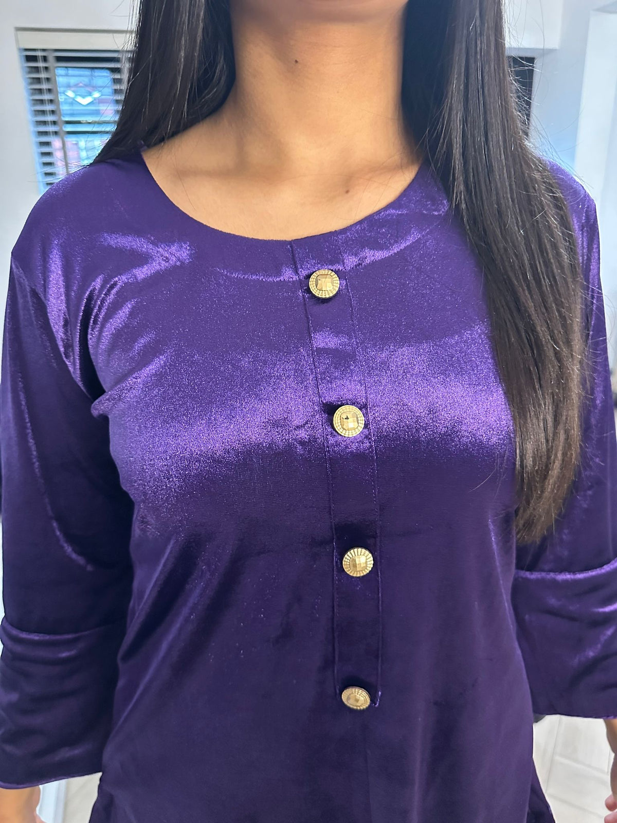 Velvet Button 2Pc - Purple