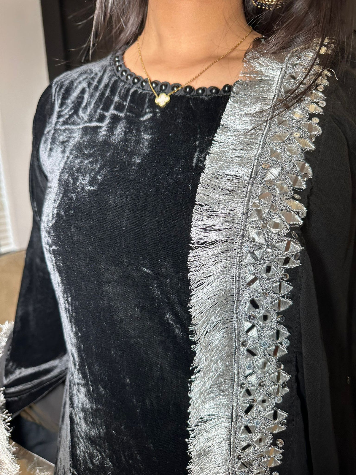 Keisha 3pc Luxury Velvet Embroidered Suit With Chiffon Duppatta D2-H1/3