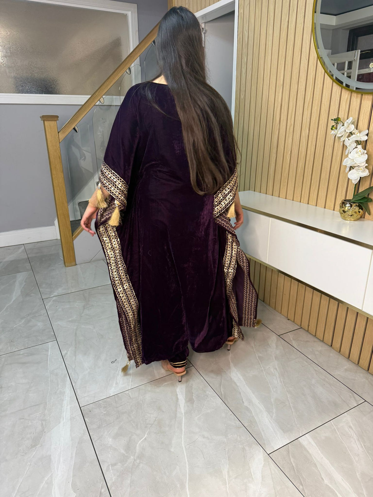Mirror Velvet 2pc Kaftaan with Matching Trouser