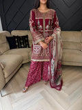 Faryal 3pc Embroidered Lawn Suits with wide Sharara