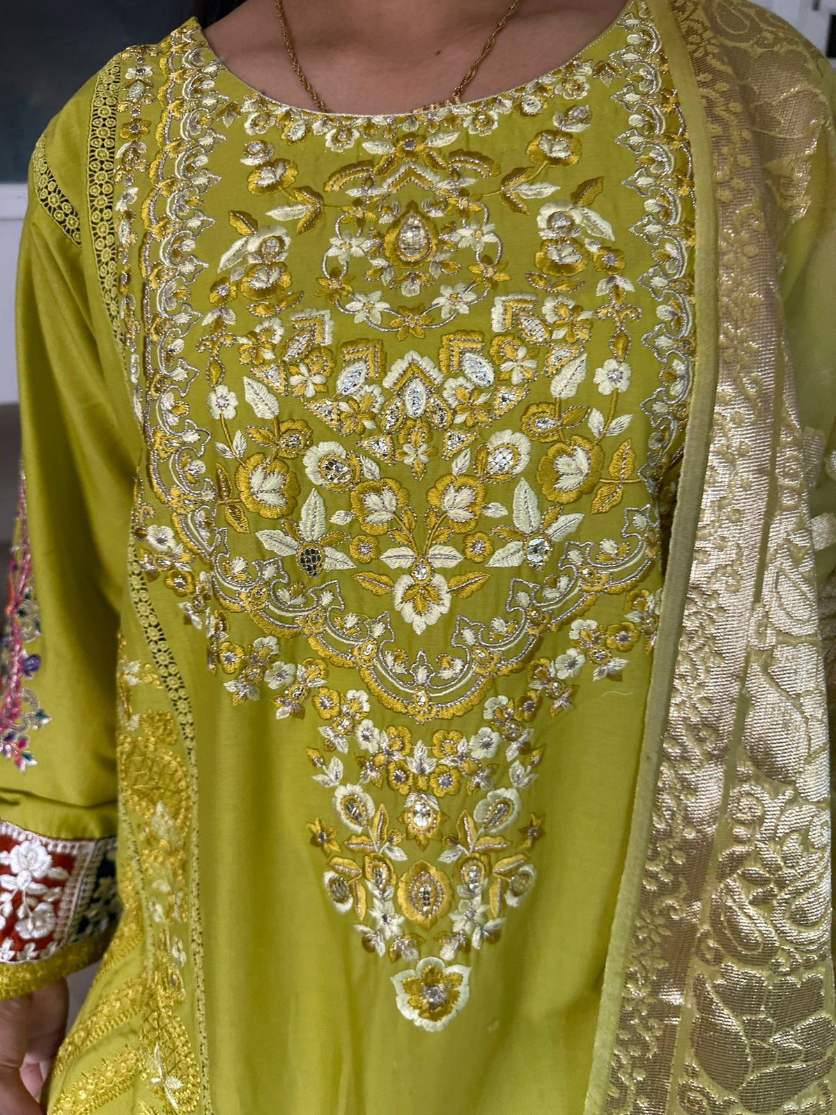 Karma 2024 - Lime Jacquard Dupatta