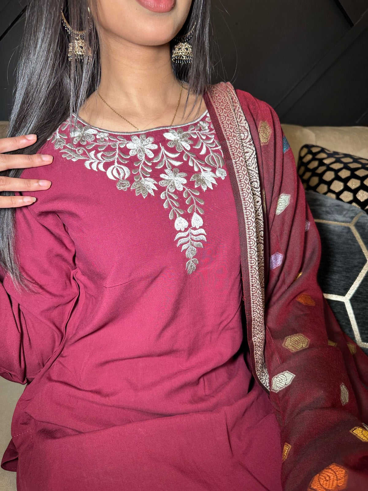 Rumaiza 3pc With Kashmiri Shawl