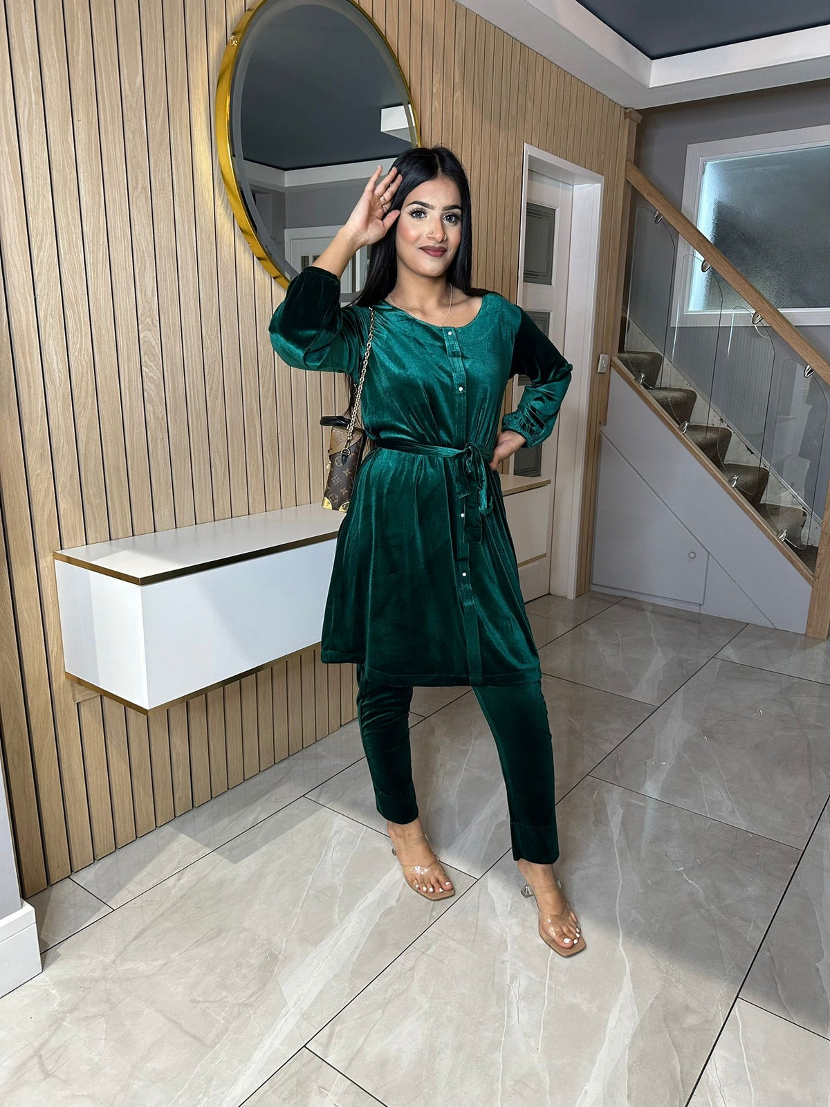 Maya Velvet Co-ord - Green