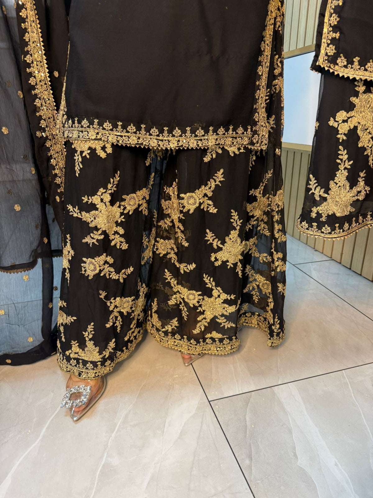 Nain Tara  3pc Mother & Daughter chiffon Suit With Plazzo