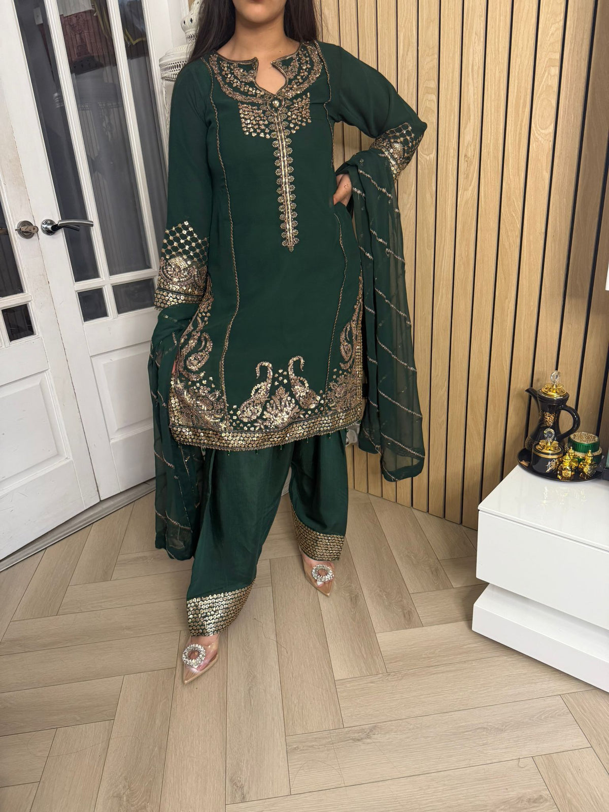 Fajar Chiffon 3pc Suit With Plazzo U3-B5