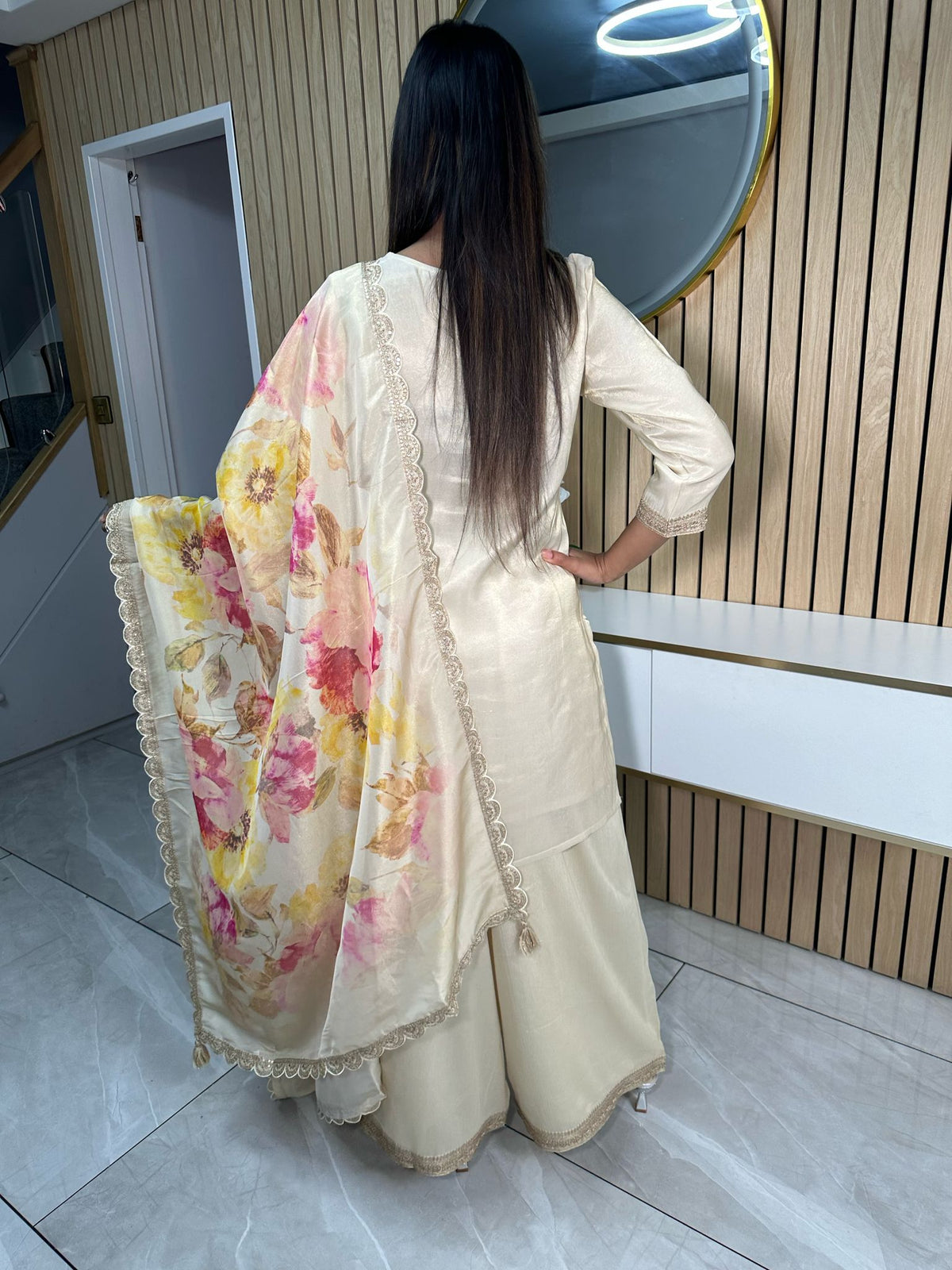 Amber 3pc Indian Silk With Floral Dupatta U2-G3