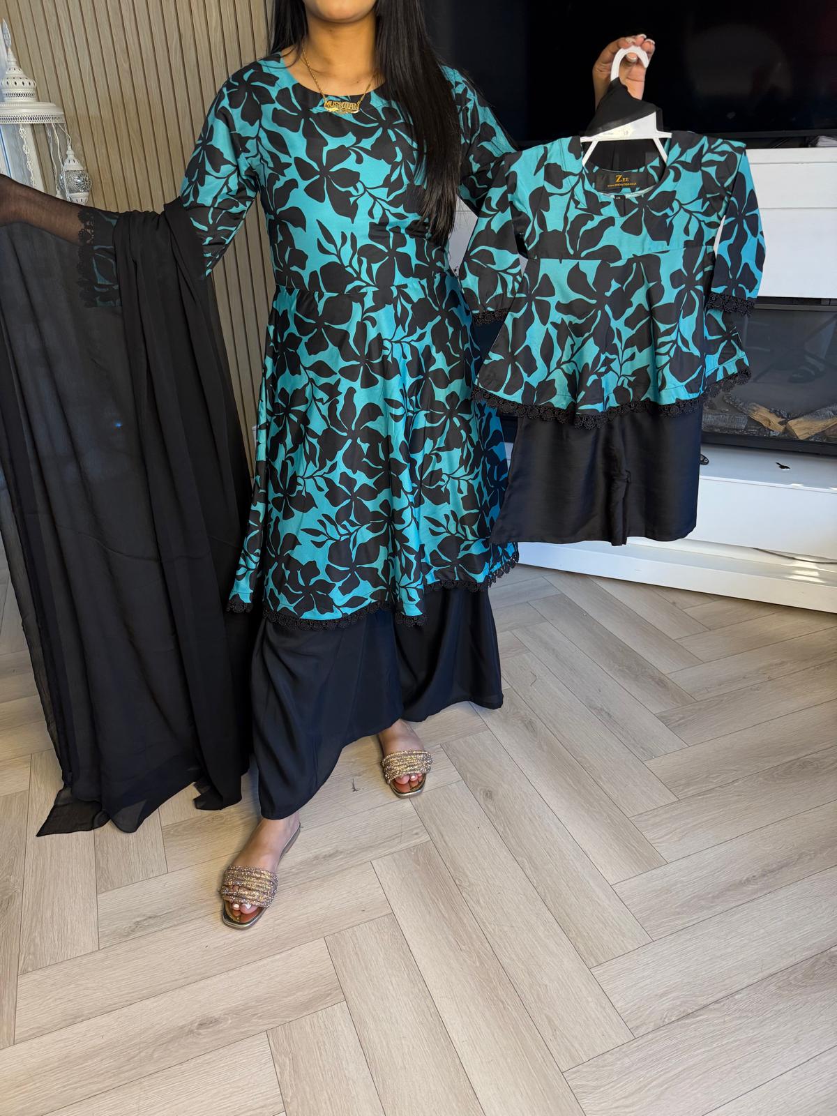 Hinan 2pc Mother & Daughter Umbrella Frock