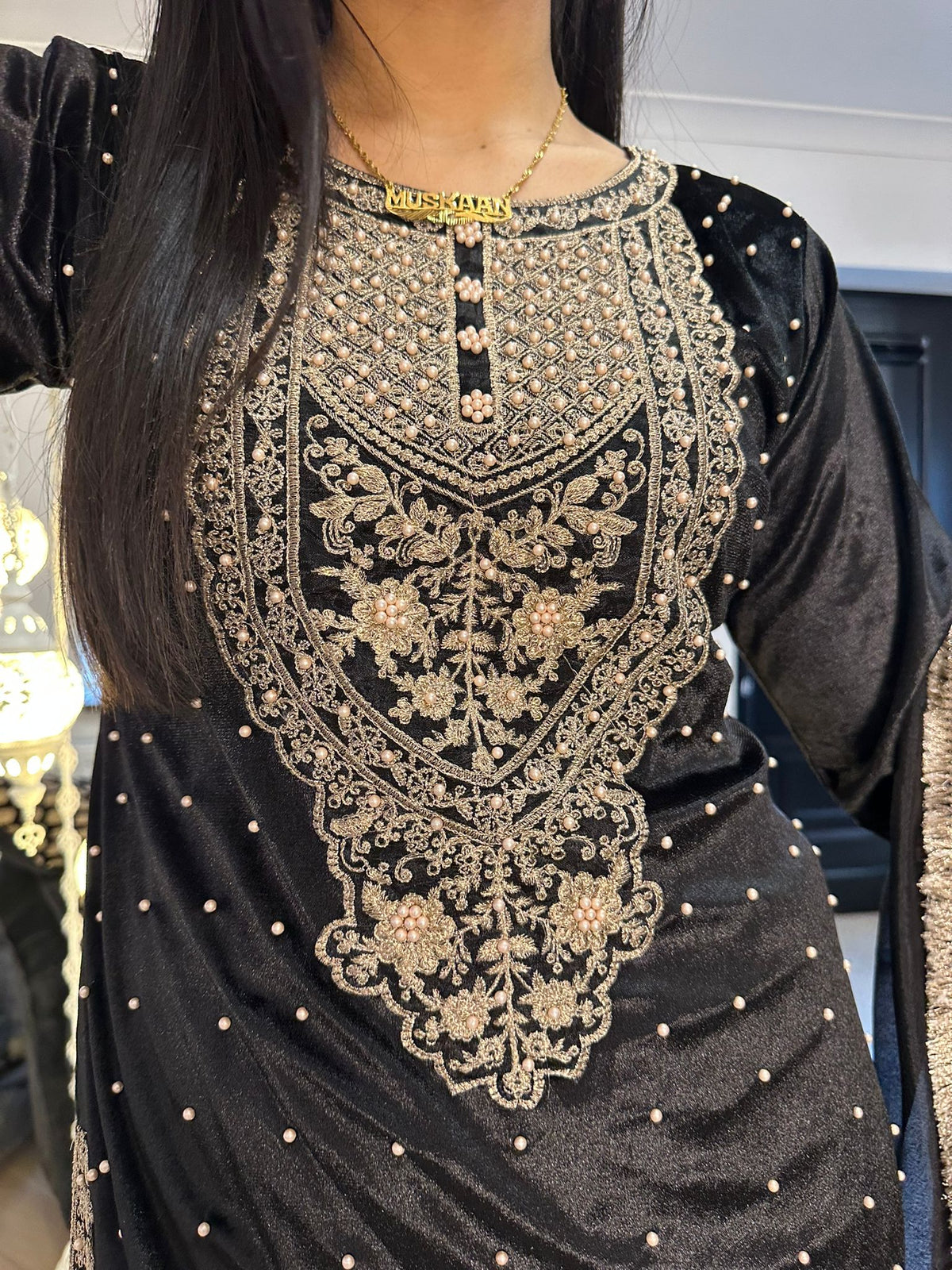 Velvet Pearl Embroidered 3pc Suit