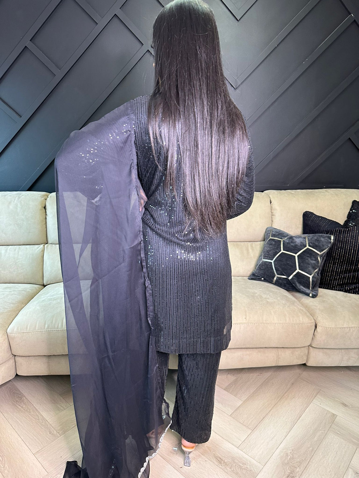 Kareena Sequin Suit  - Black