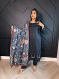 Dhanak Floral Shawl - Black U3-C1