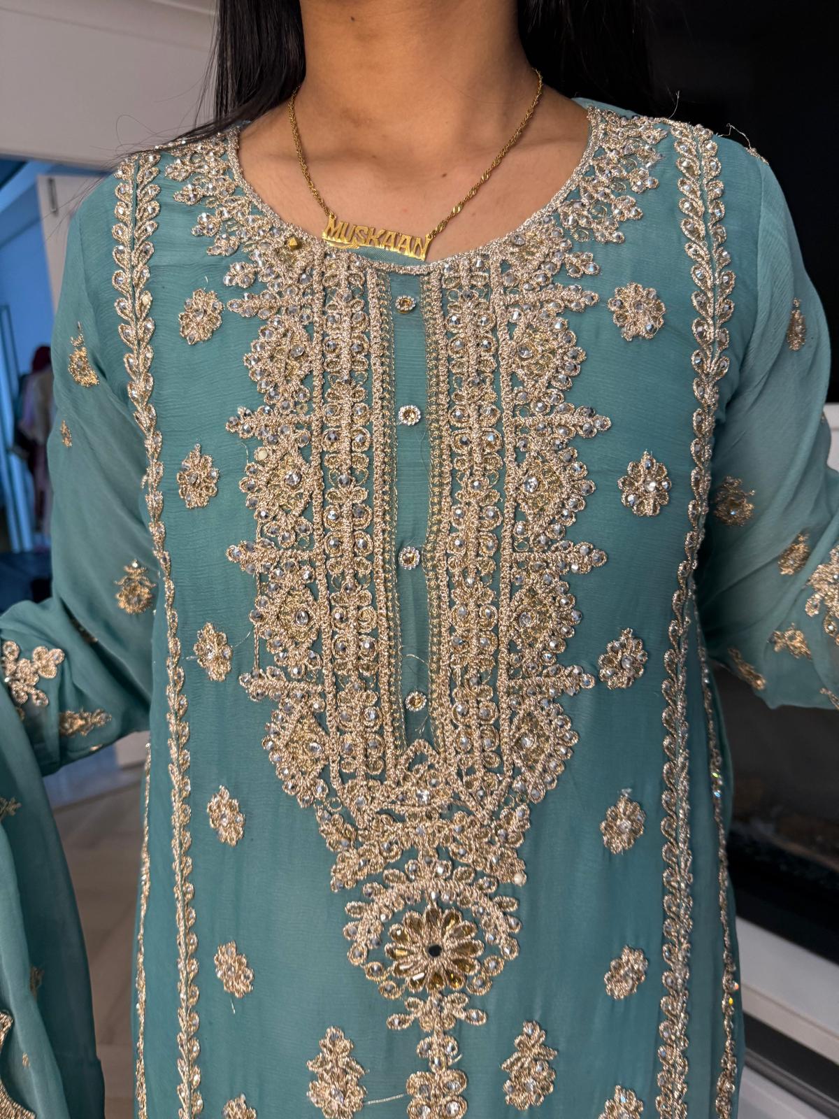Thaira 3pc Mother & Daughter chiffon Suit With Plazzos U3-D4