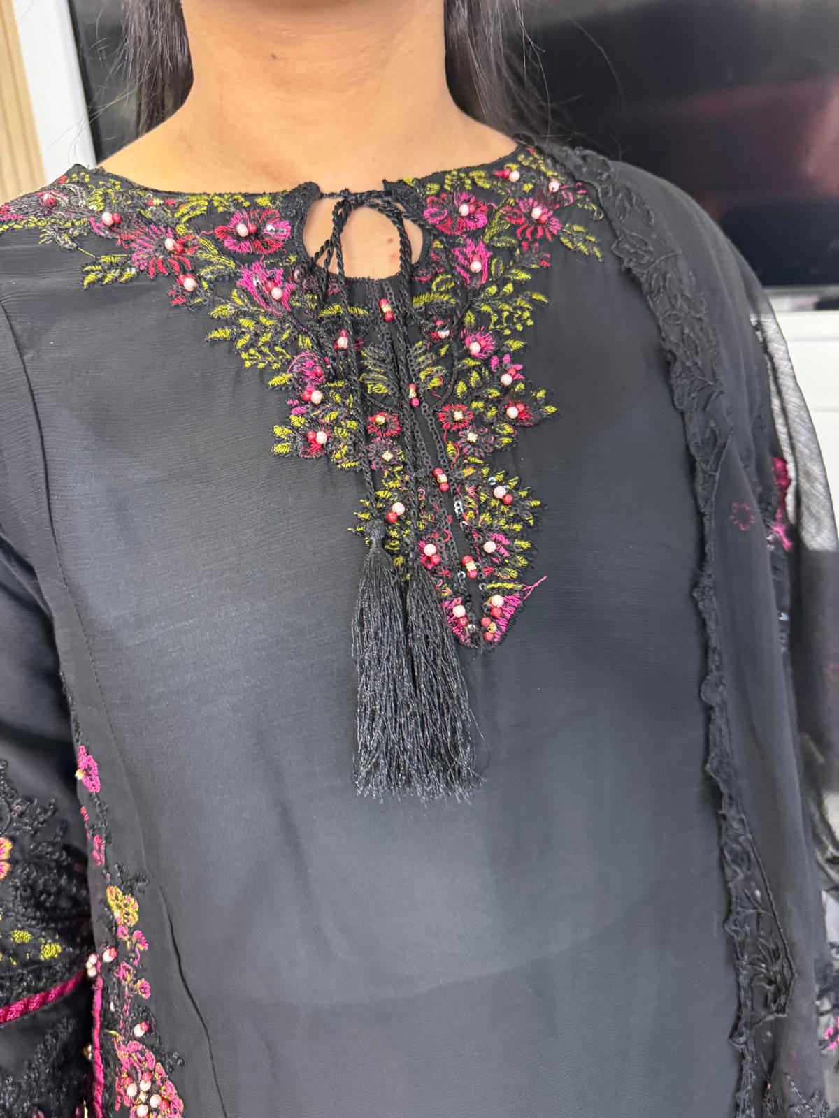 Atiqa Chiffon 3PC Suit With Organza Duppata