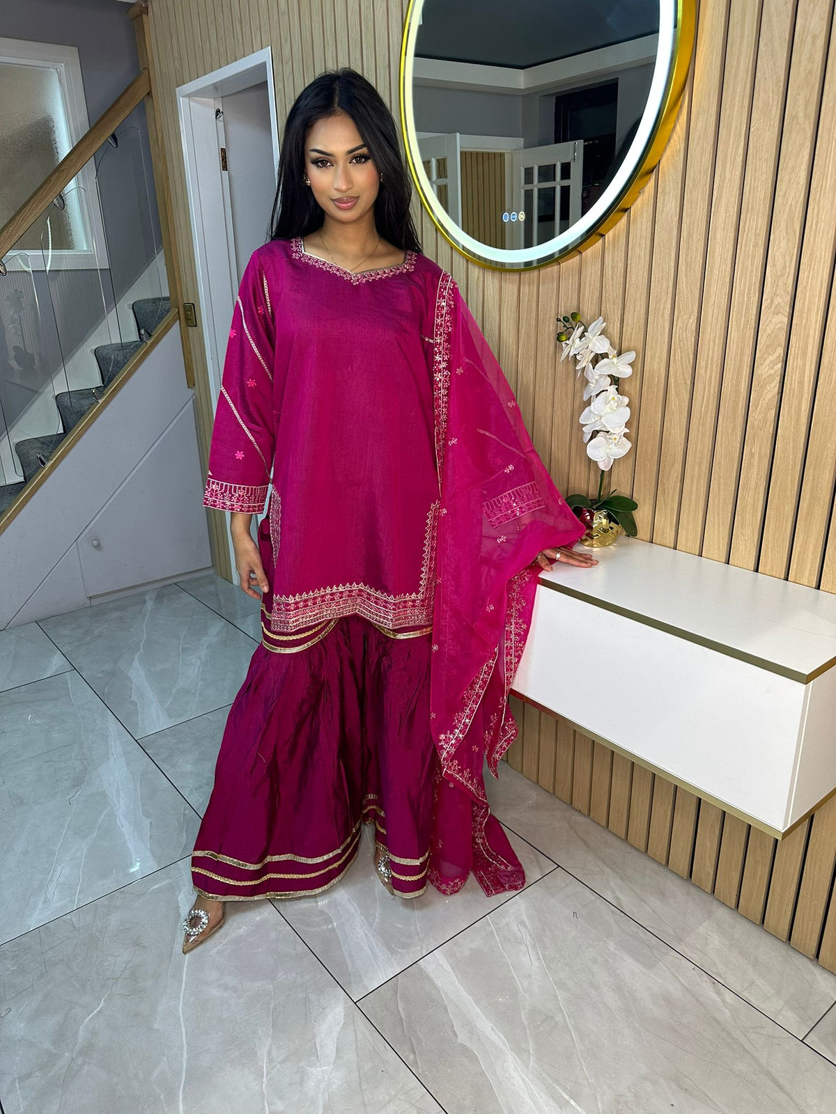 Hamna 3pc Gharara With Net Dupatta D3-A5