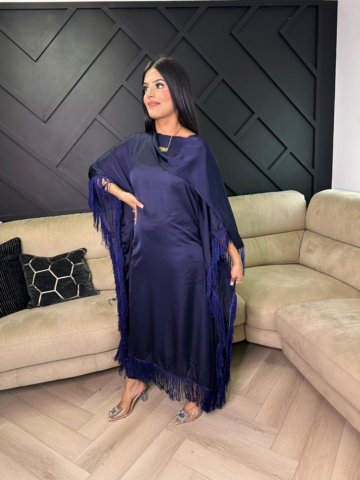 Raniya’s Silk Kaftaan - Navy