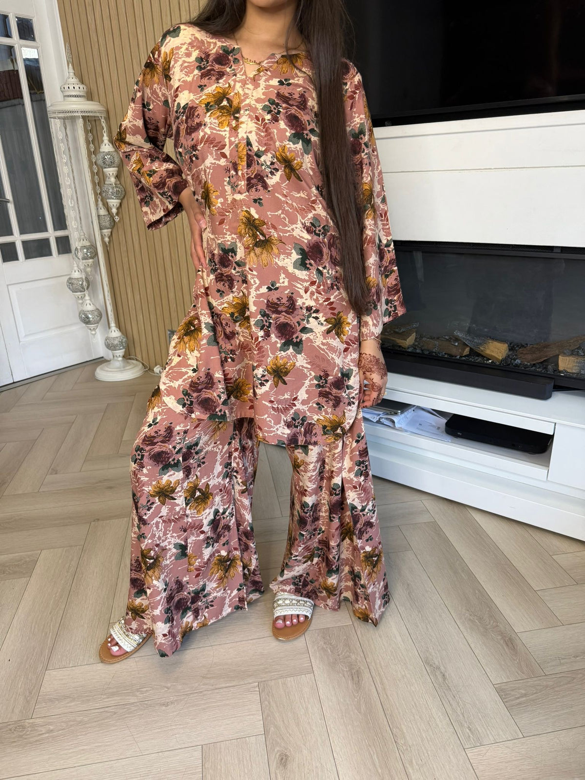 Maisah 2pc Linen With Plazzo Trouser