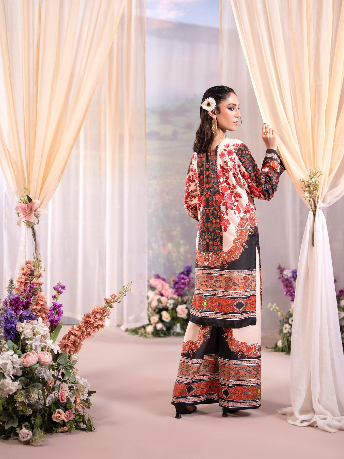 Rose Poly Lawn 2pc Co-Ord by Raniya.H